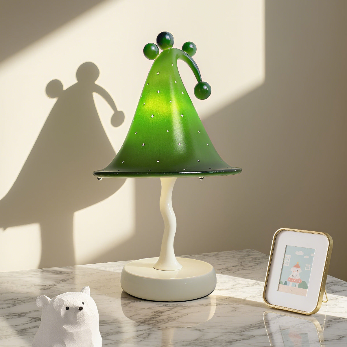Christmas hat desk lamp with dimensions and product details  - QianLai Lighting Fixtures Store