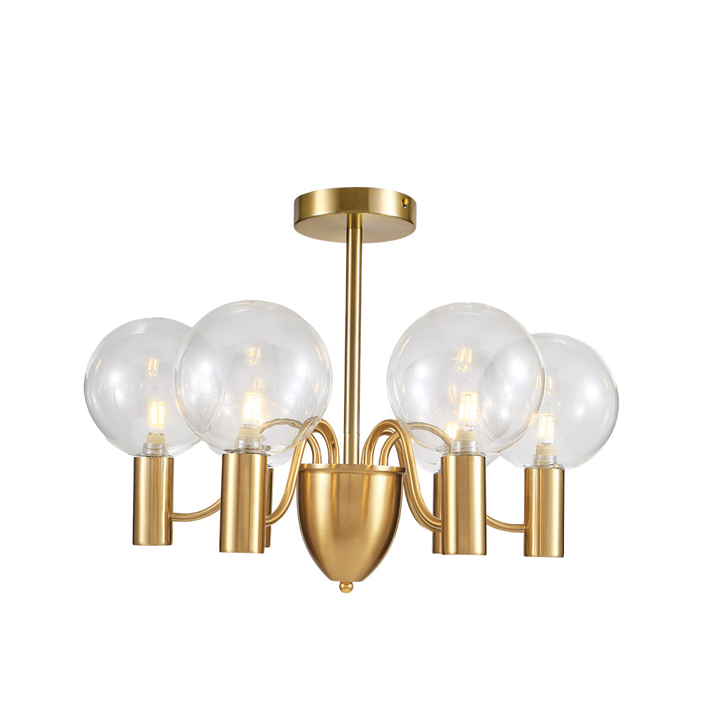 Metal Chandeliers With Six transparent Glass Lampshades