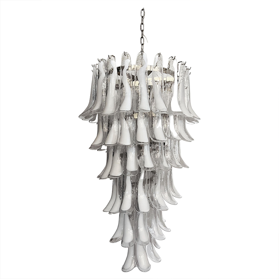Transparent glass petal chandelier 23" with luxe lighting design | QianLai Lighting Fixtures Online Store