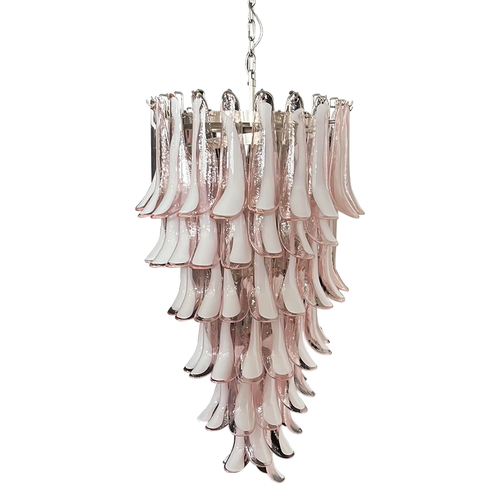 Pink and transparent glass petal chandelier 23" with luxe lighting design | QianLai Lighting Fixtures Online Store
