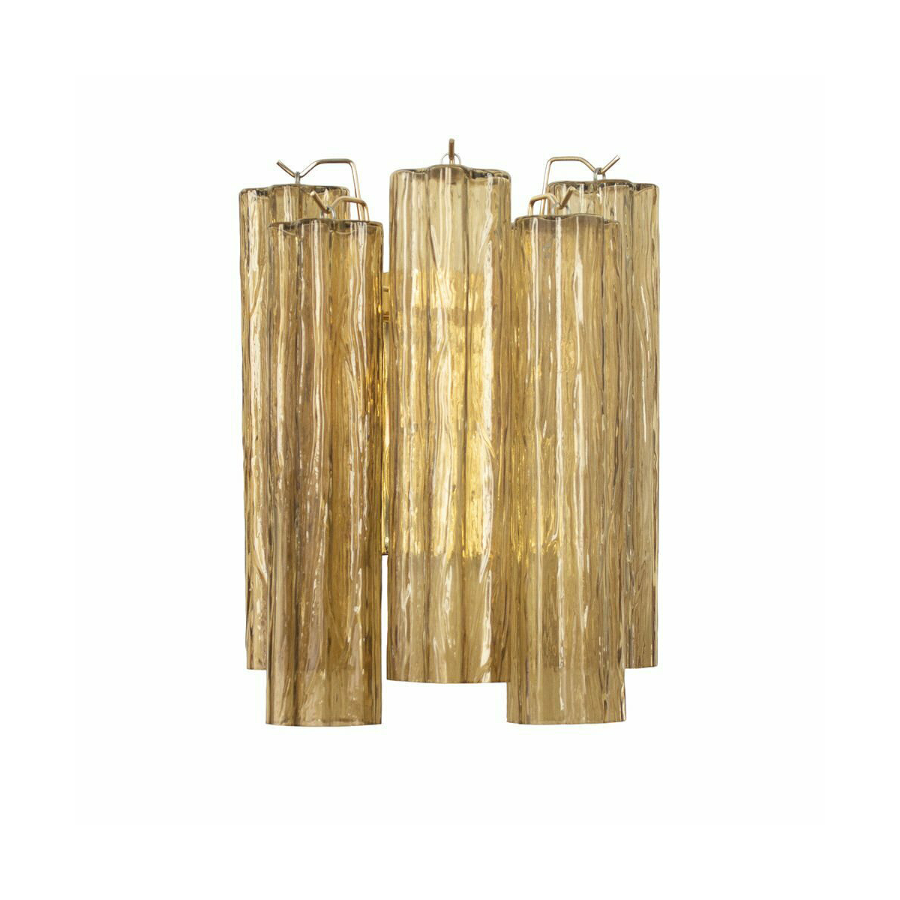Set of four cylindrical wooden lamps on a white background