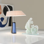 Grey Lampshade And Blue Base Lamp