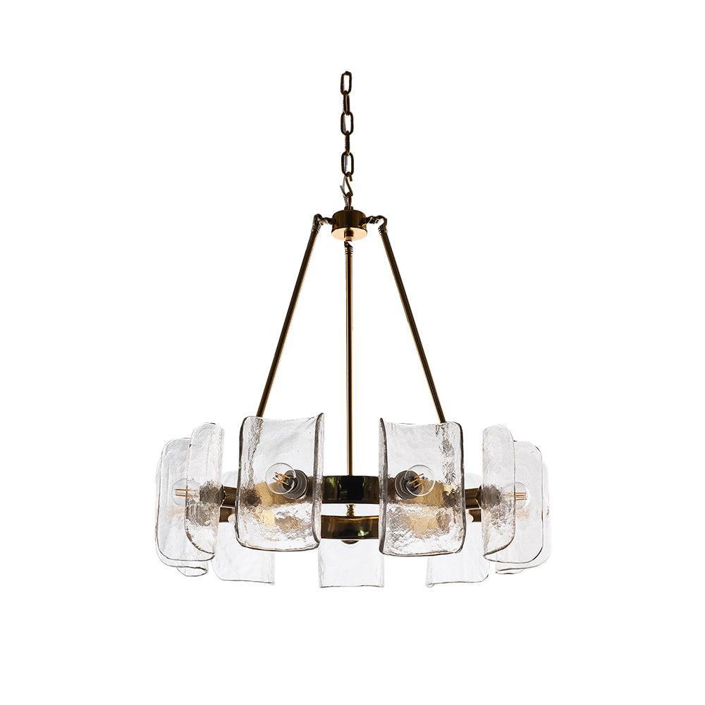 Modern Light Luxury Textured Glass Gold Chandeliers