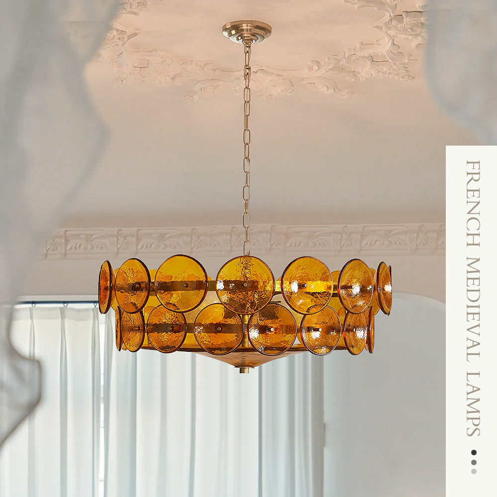 Orange circular chandelier - QianLai Lighting Fixtures Store