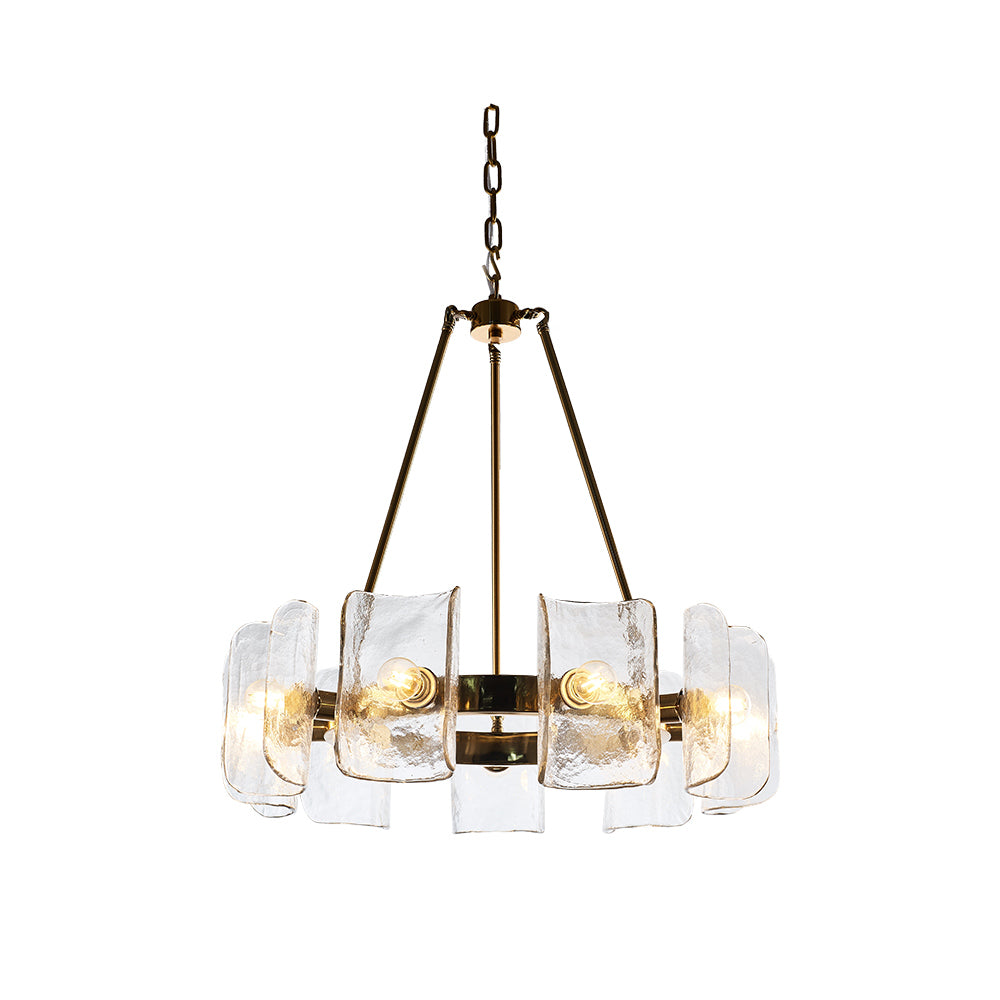 Modern Light Luxury Textured Glass Gold Chandeliers