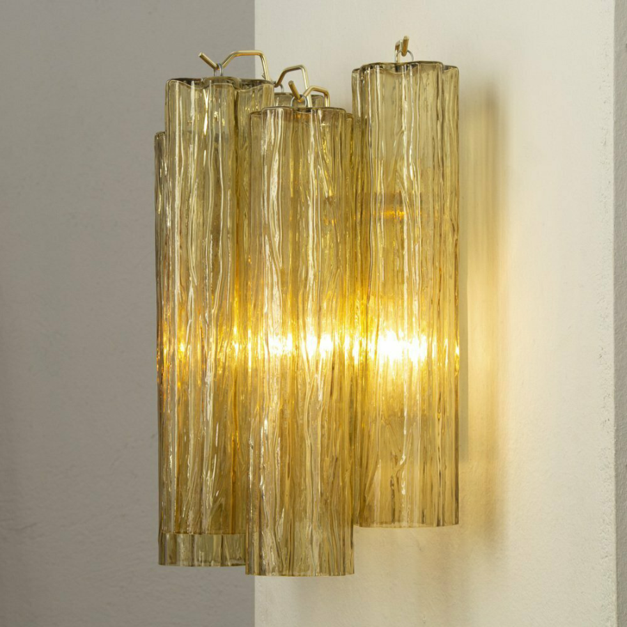 Amber Glass Tube Wall Light