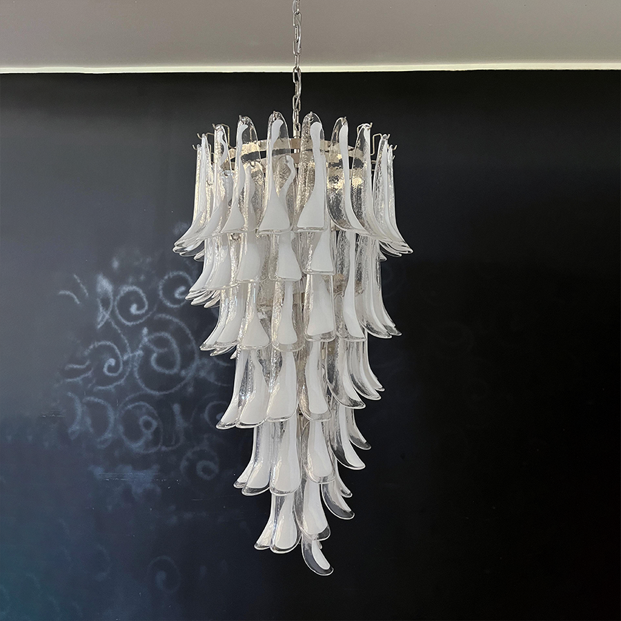 Transparent glass petal chandelier 23" with luxe lighting design | QianLai Lighting Fixtures Online Store