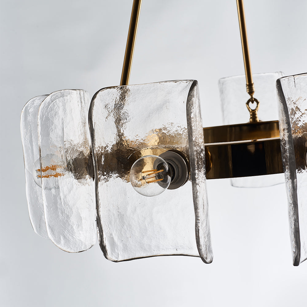 Modern Light Luxury Textured Glass Gold Chandeliers