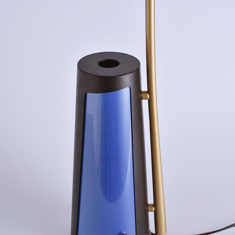 Grey Lampshade And Blue Base Lamp