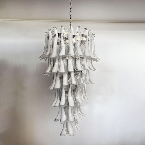 Transparent glass petal chandelier 23" with luxe lighting design | QianLai Lighting Fixtures Online Store