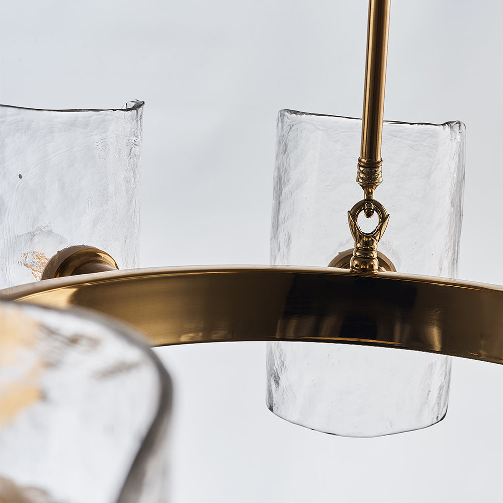 Modern Light Luxury Textured Glass Gold Chandeliers