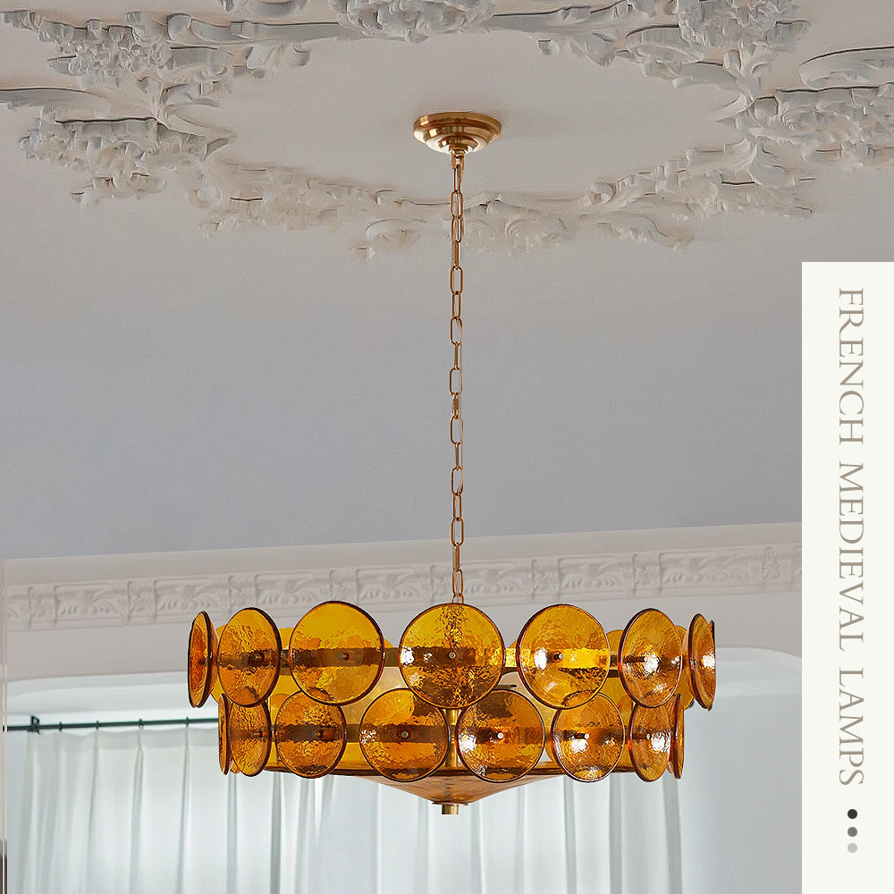 Orange circular chandelier - QianLai Lighting Fixtures Store