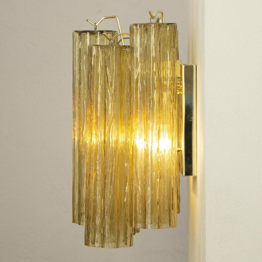 Amber Glass Tube Wall Light