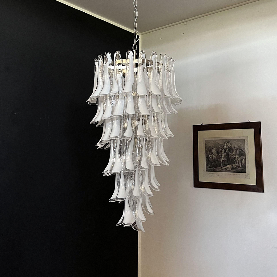 Transparent glass petal chandelier 23" with luxe lighting design | QianLai Lighting Fixtures Online Store