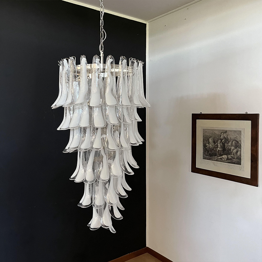 Transparent glass petal chandelier 23" with luxe lighting design | QianLai Lighting Fixtures Online Store