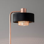 Black Lampshade And Copper Base Floor Lamp