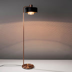 Black Lampshade And Copper Base Floor Lamp