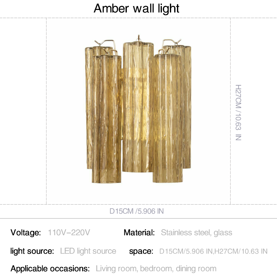 Amber Glass Tube Wall Light